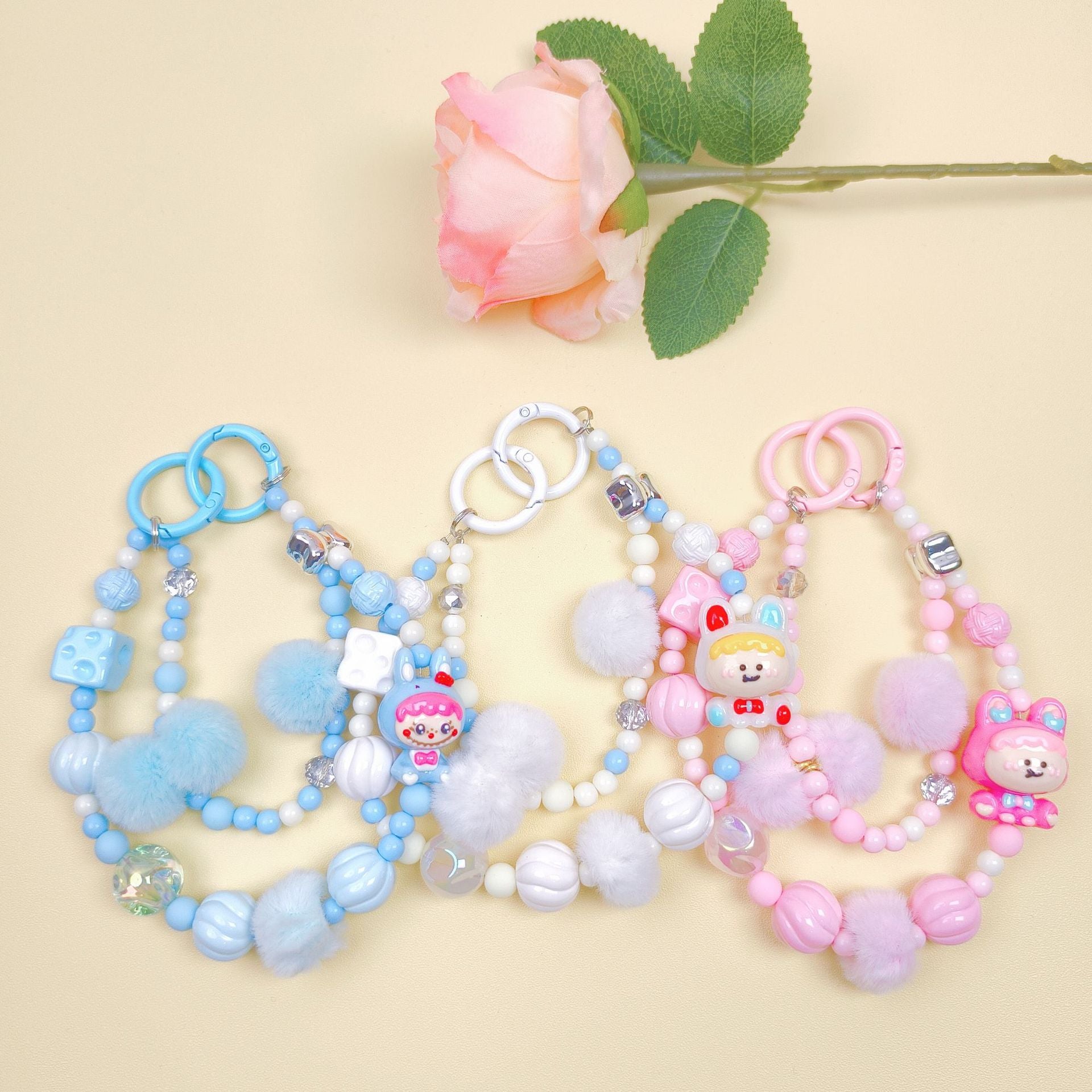 Wholesale Color Block Hand-painted Beaded Keychain  ACCVIP