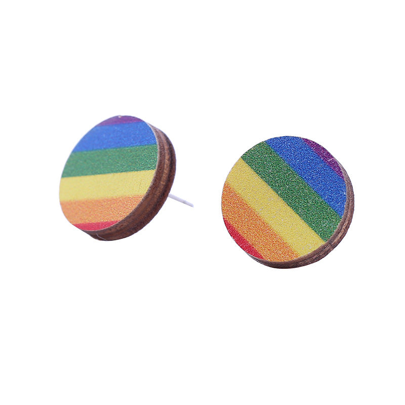 Wholesale Seven Color LOVE Rainbow Wooden Earrings