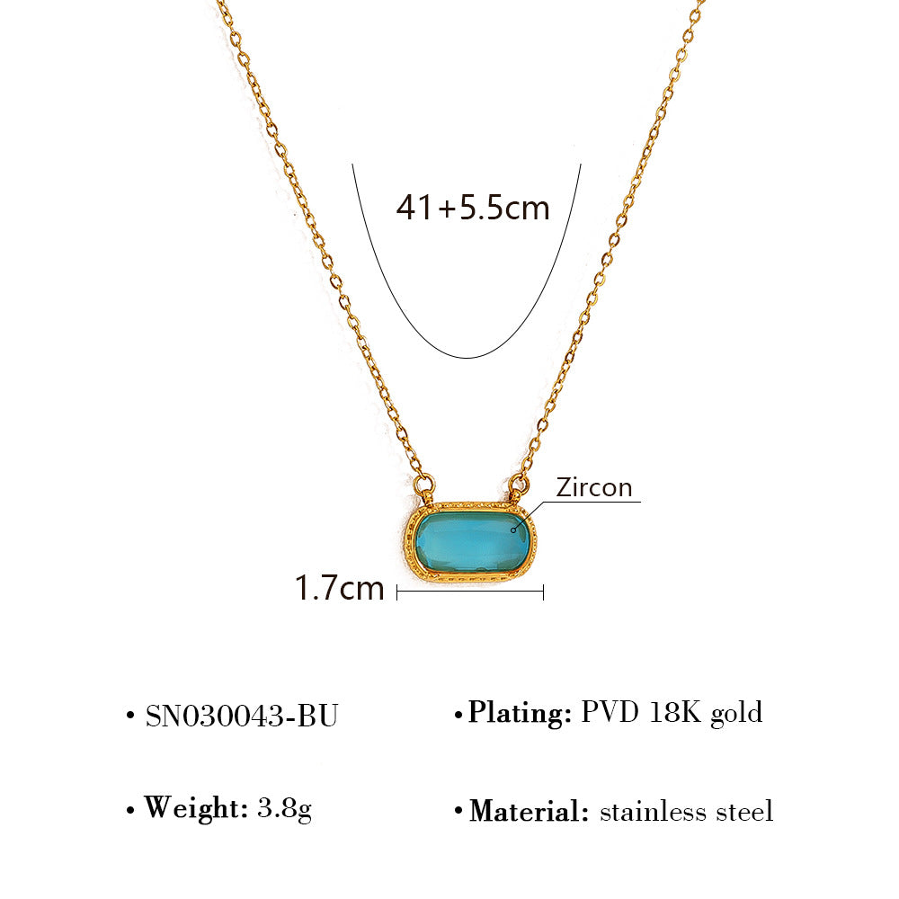Wholesale Titanium Steel Colorful Zircon suit Light Luxury All-match Open Bracelet  Clavicle Chain