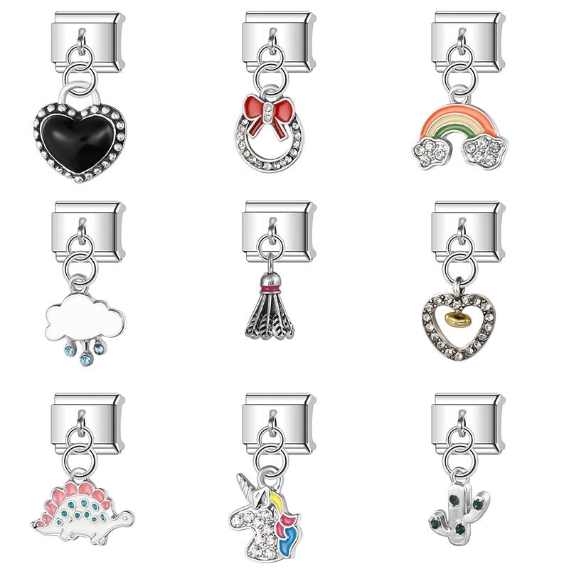 Wholesale Italian Charm Bracelet 9mm DIY Splicing Love Pendant Stainless Steel Composable Bracelet