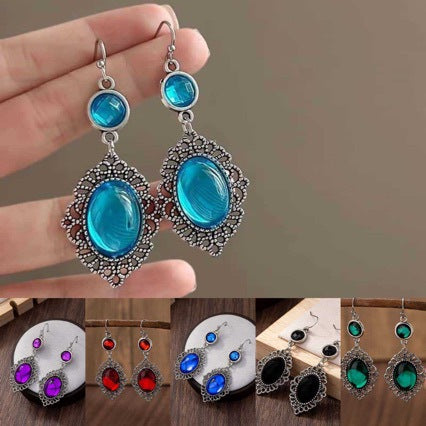 Wholesale Exaggerated Ethnic Gemstone Earrings,  Zinc Alloy Electroplated,  Jewelry Accessory