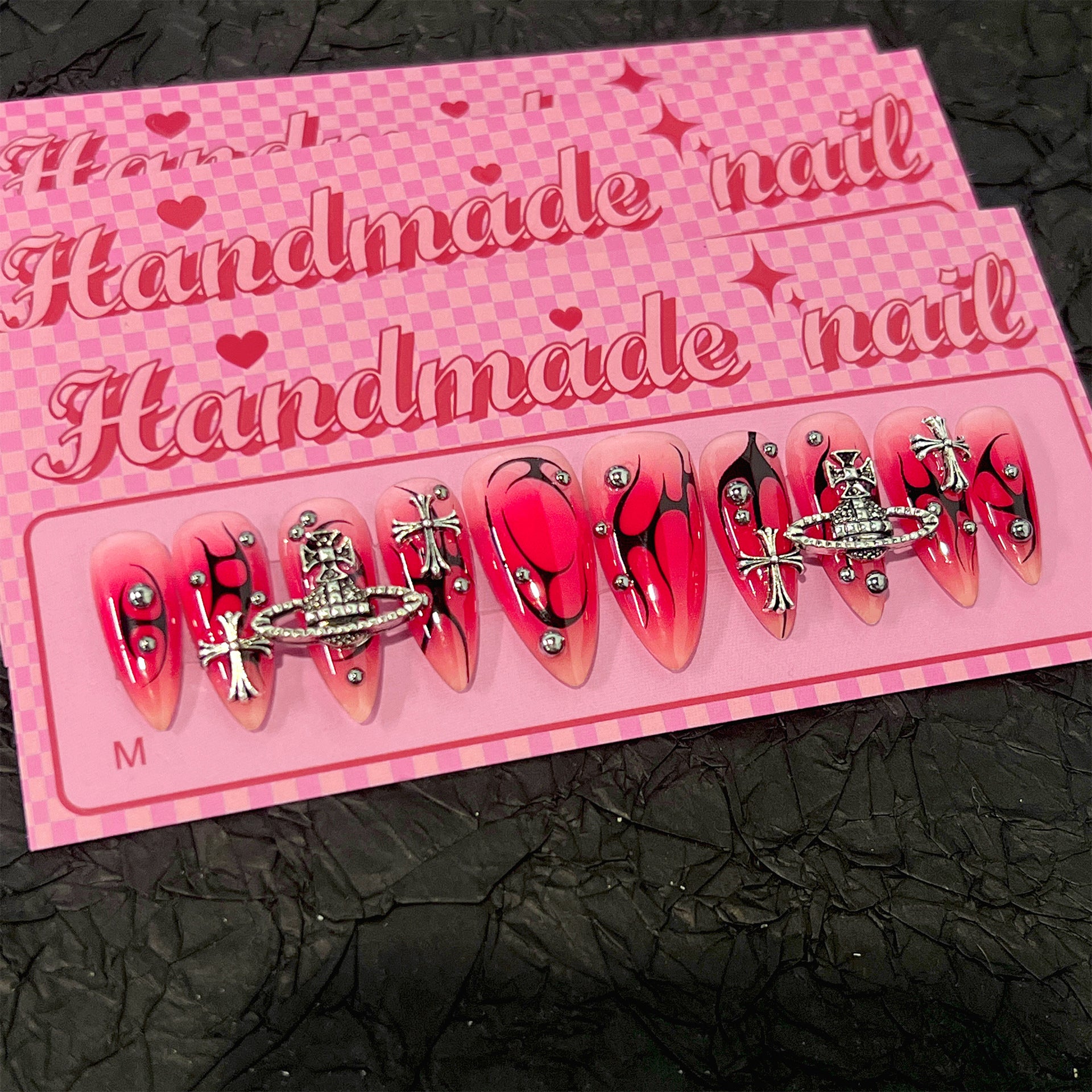 Wholesale 24 Pieces/box Flame Press-on Nails Kits Nail Stickers ACC-NS-LeFan045