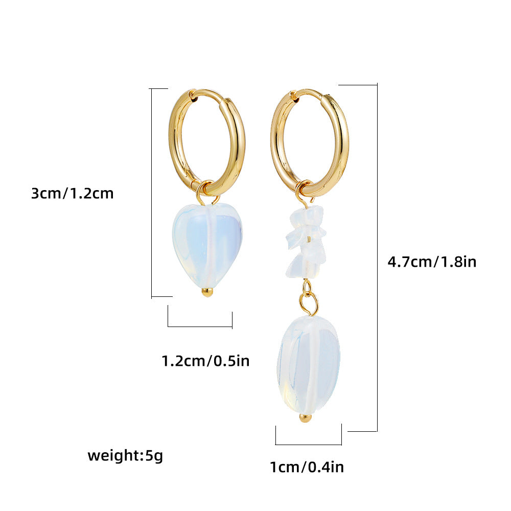 Wholesale love asymmetric earrings 18K gold stainless steel earrings
