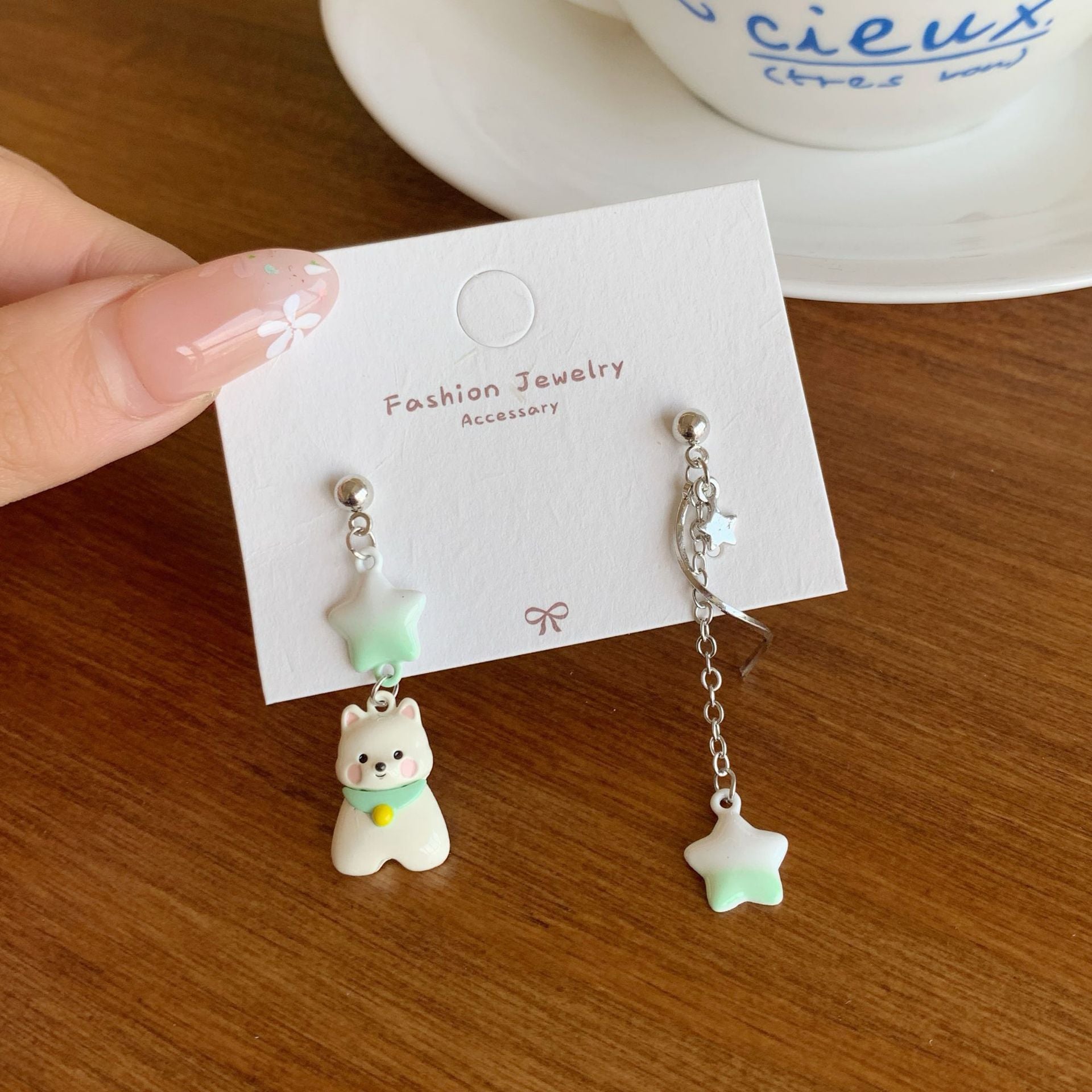 Wholesale Childlike and Cute Puppy Earrings with Tassels Silver Needles Earrings