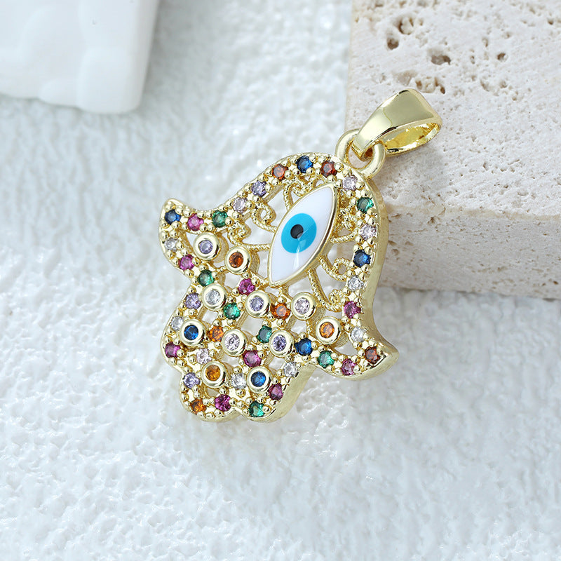 Wholesale Gold Plated Copper Eye Pendant Necklace with Zircon - Trendy Jewelry Accessory for Women