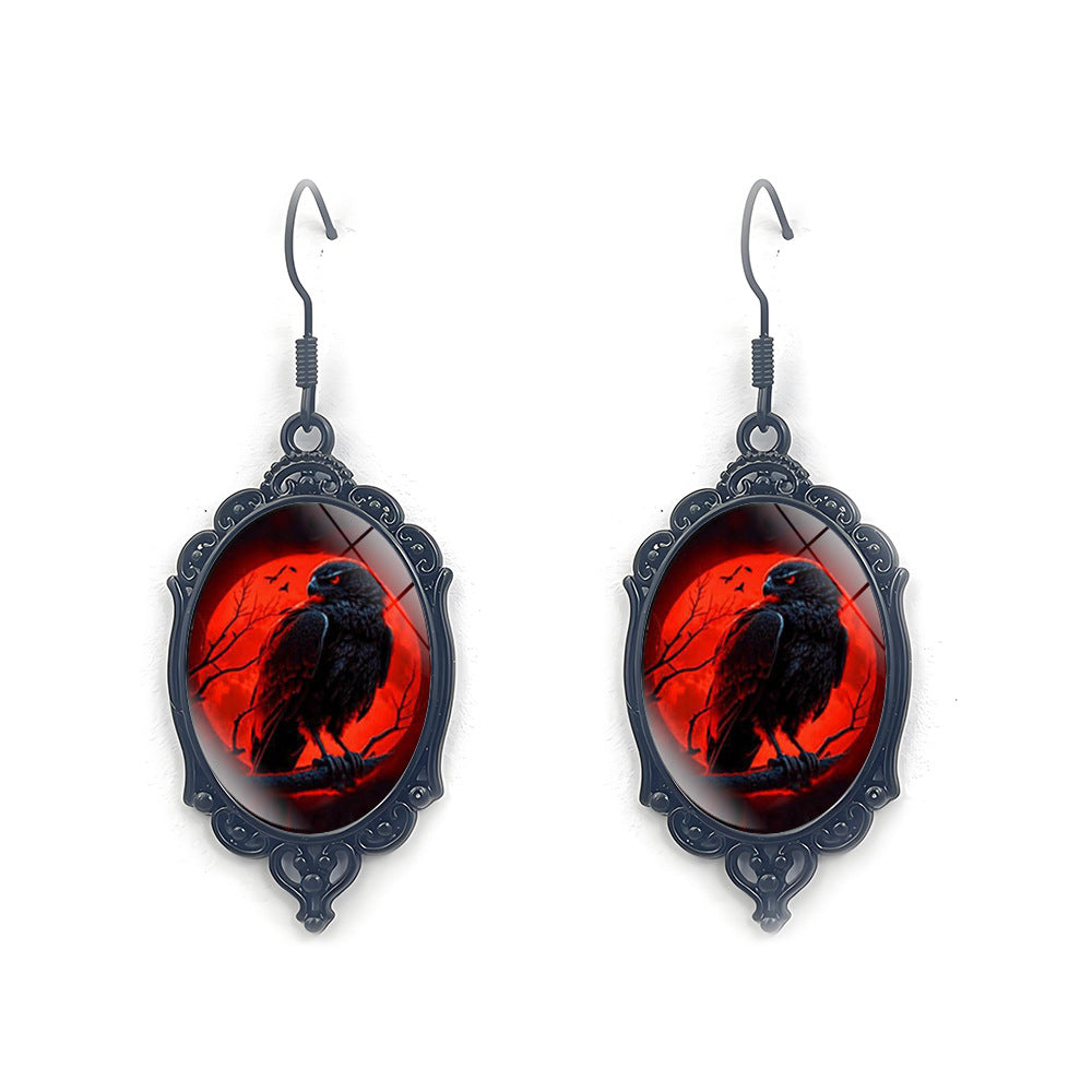 Wholesale Halloween Dark Series Oval Pendant Earrings