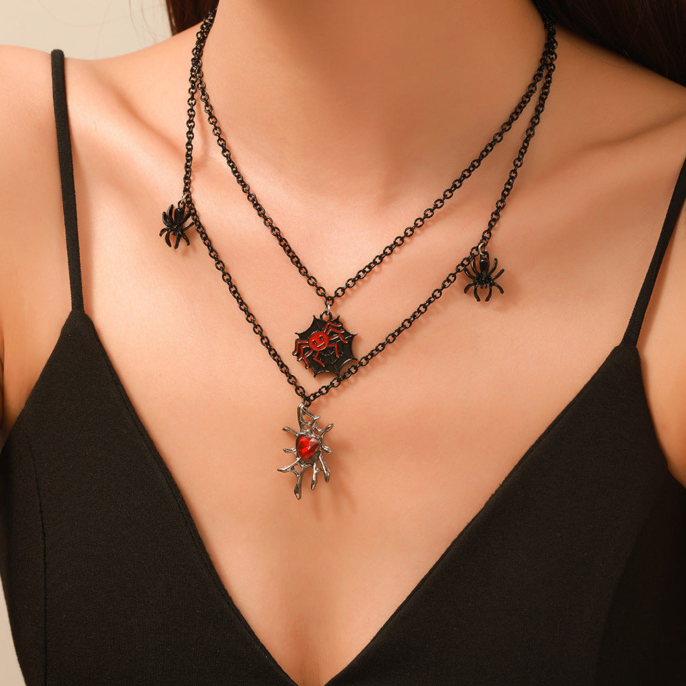 Großhandel Halloween Blood Drop Halskette Geister lustiger Schädel Spinnen Anhänger Schlangeblatt Kette