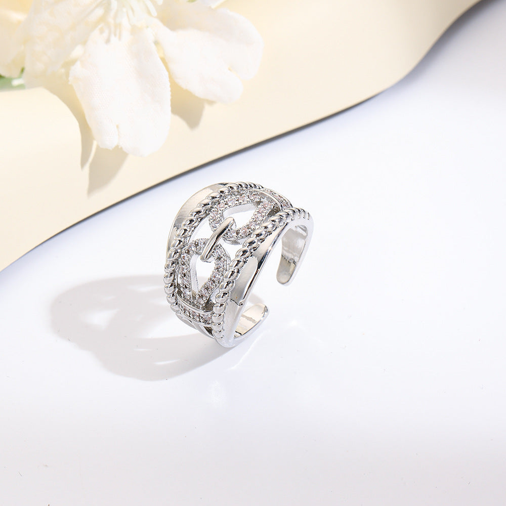 Wholesale Oval rope clasp 18k two-tone plated open ring