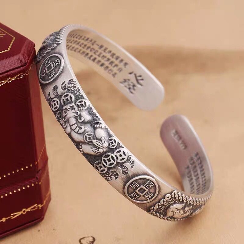 Wholesale Retro silver fortune  copper men's bracelet