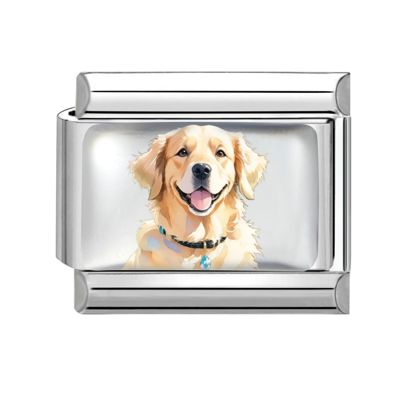 Wholesale Dog Italian Charms DIY square Single Section Creative Stainless Steel Composable Bracelet