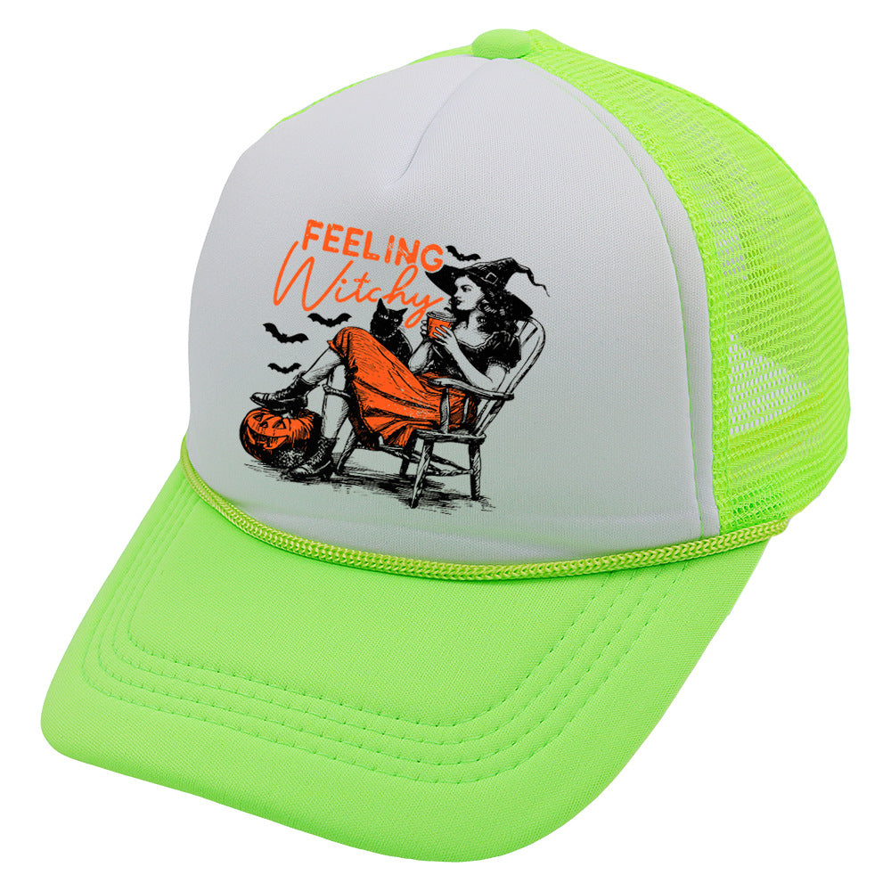 Wholesale Trucker Hat Halloween Pumpkin Witch Baseball Cap Printed Mesh Cap ACC-HT-HaiPu014