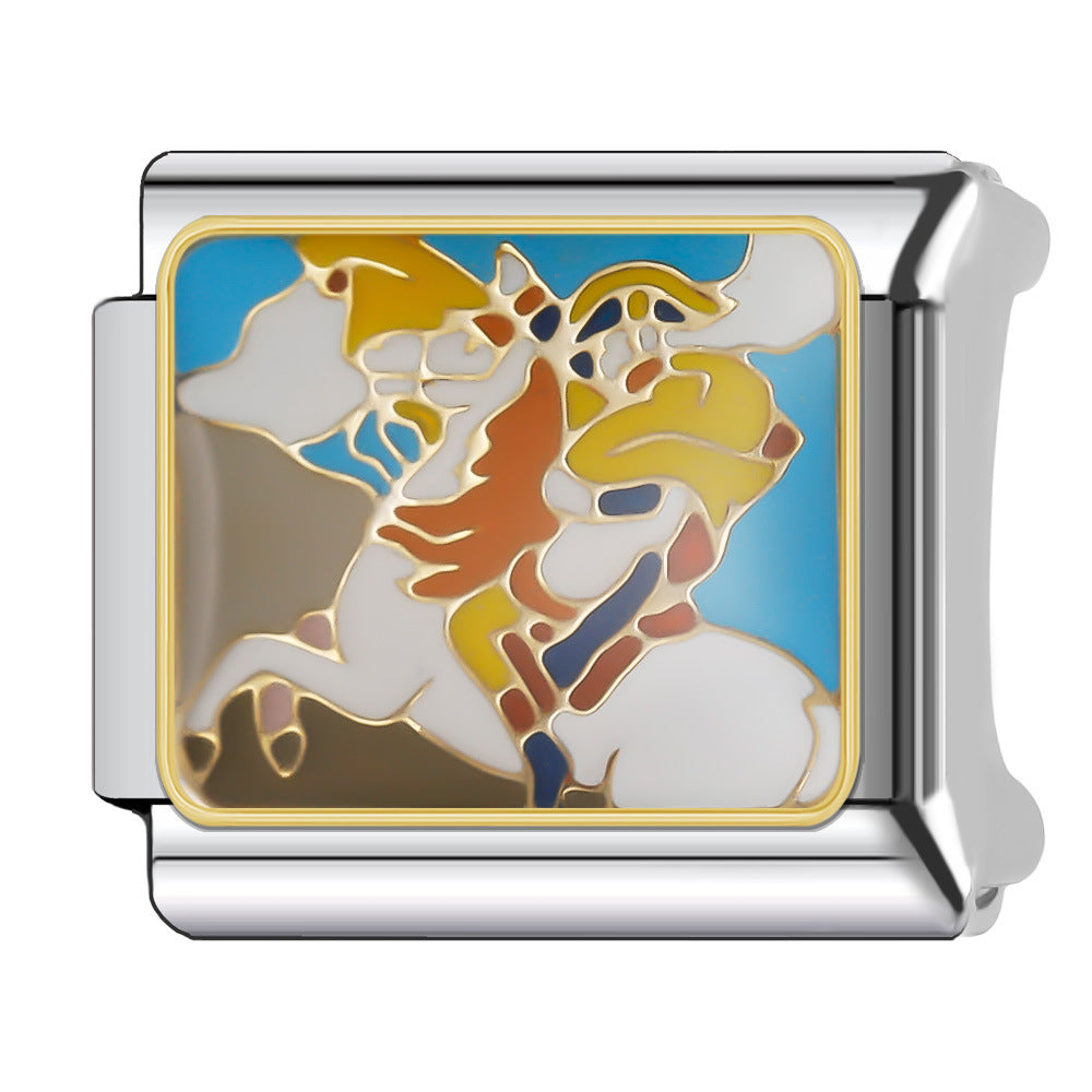 Wholesale Italian Charm Bracelet 9mm DIY Splicing Stainless Steel Holiday Tourism Landmark Composable Bracelet