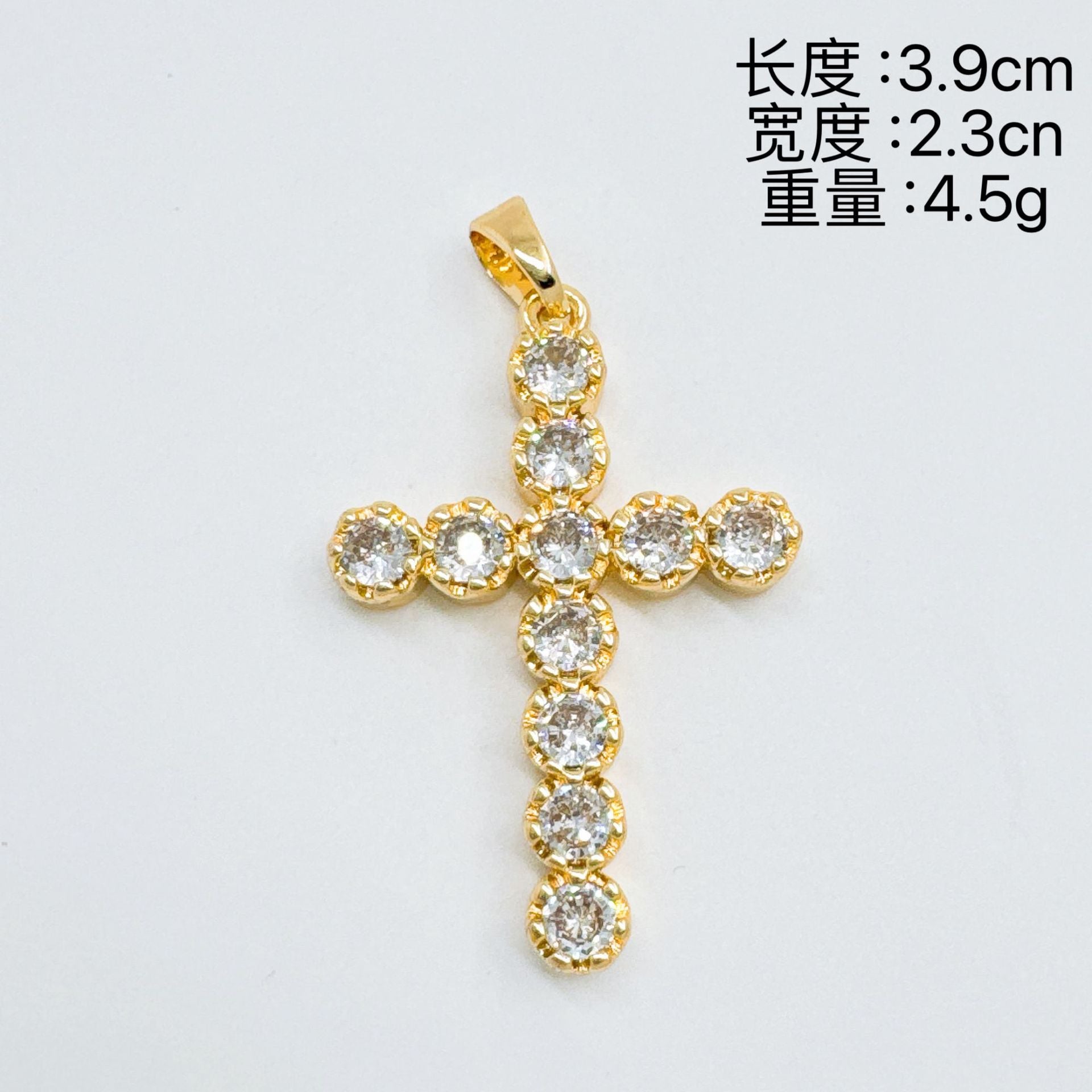 Wholesale Copper Gold-Plated Cross Necklace Pendant Full Zircon Boutique Resale Jewelry