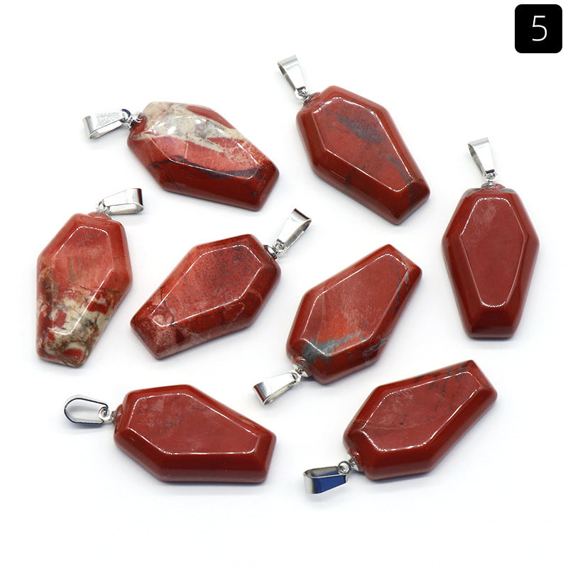 Wholesale Mini Coffin Board Natural Crystal Stone Coffin Board Necklace Pendant ACC-PT-KeSuo004