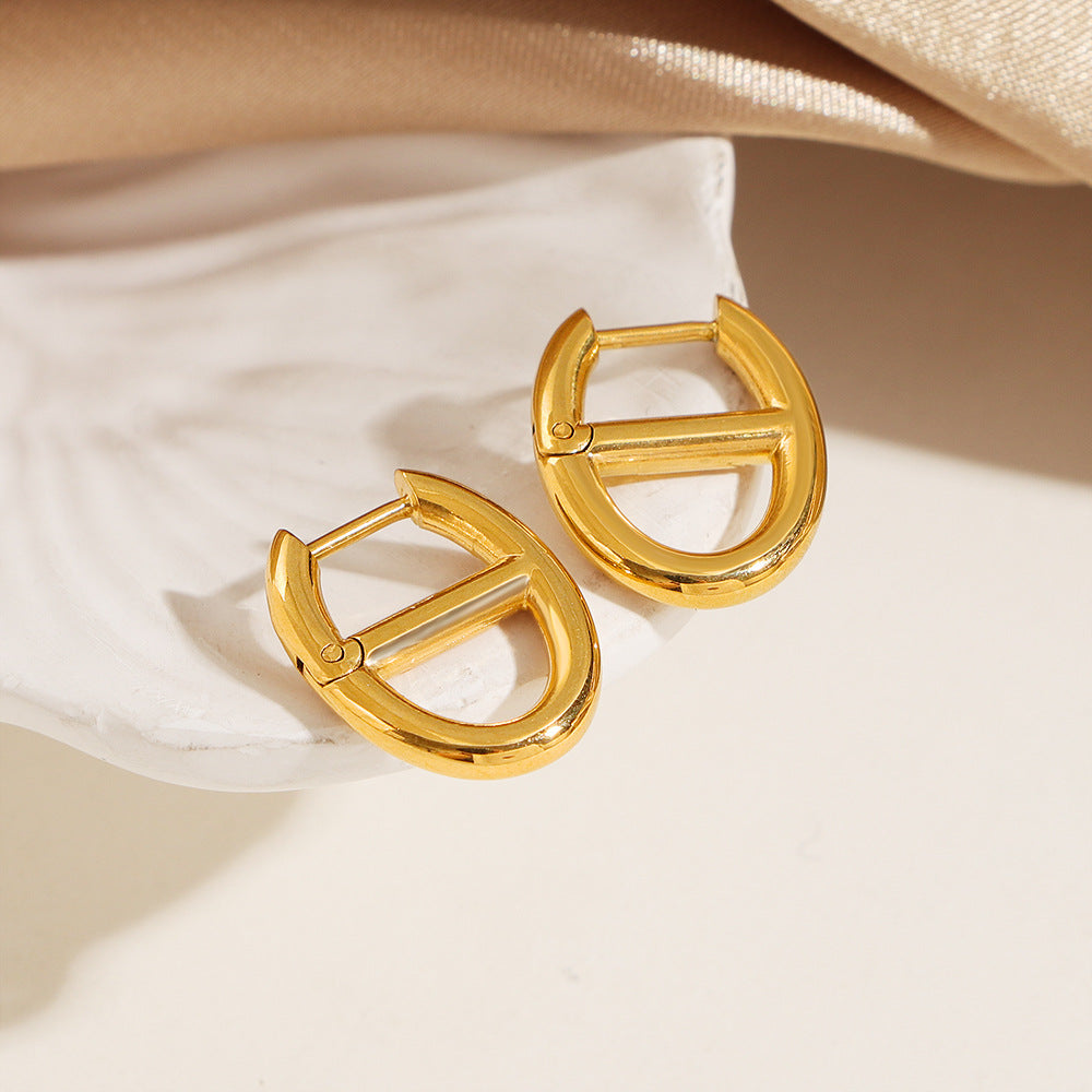 Wholesale Polished Titanium Steel U-Shaped  Pig Nose Stud Earrings