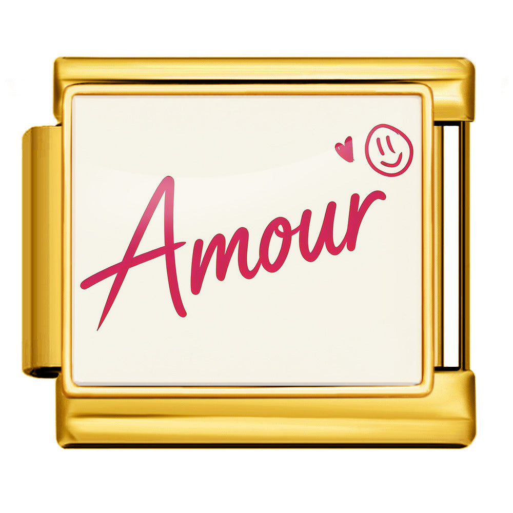 Wholesale 9mm Italian Charm Starter Bracelets DIY Valentine' s Day Heart-Shaped Stainless Steel Composable Bracelet