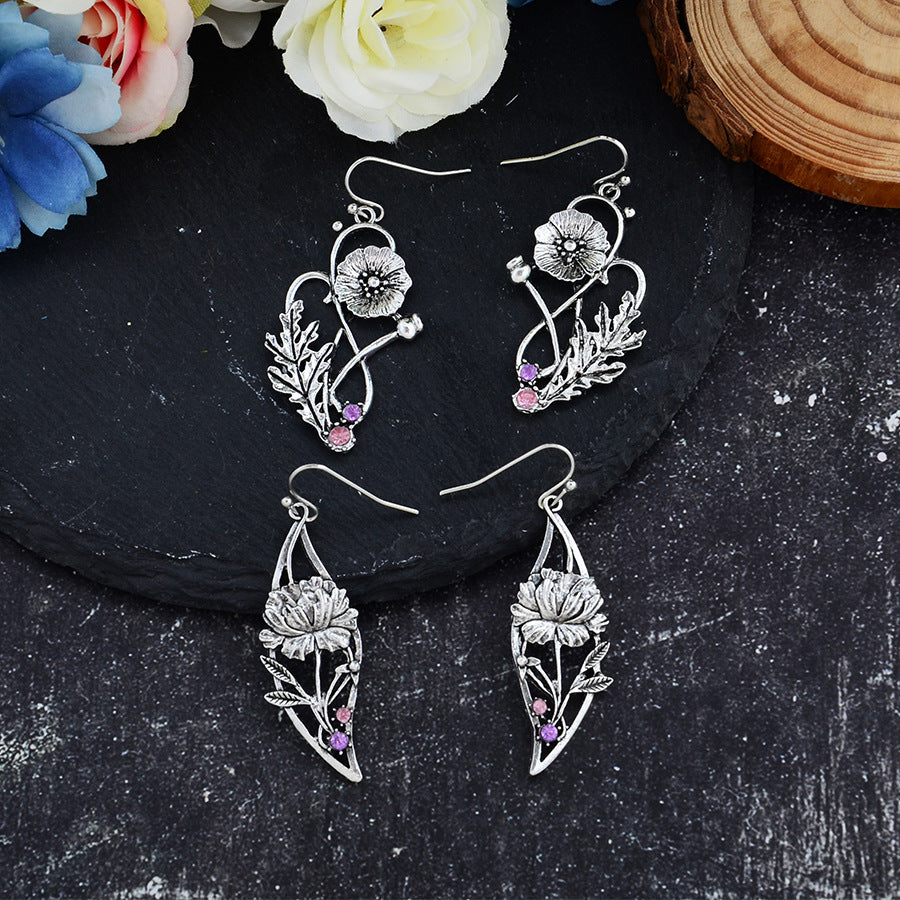 Wholesale Hollow Diamond Flower Earrings