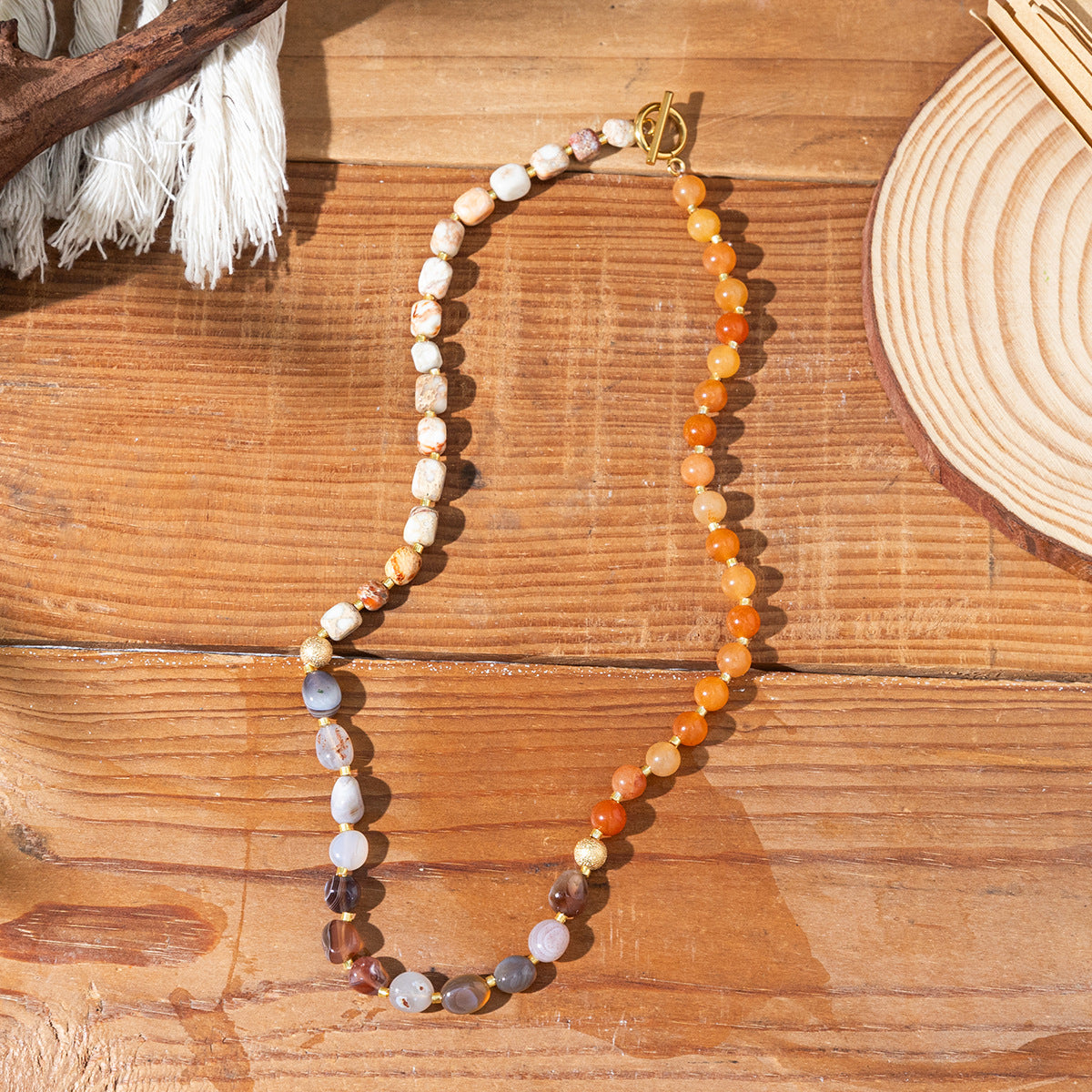 Wholesale Bohemian natural stone multi-layered necklace