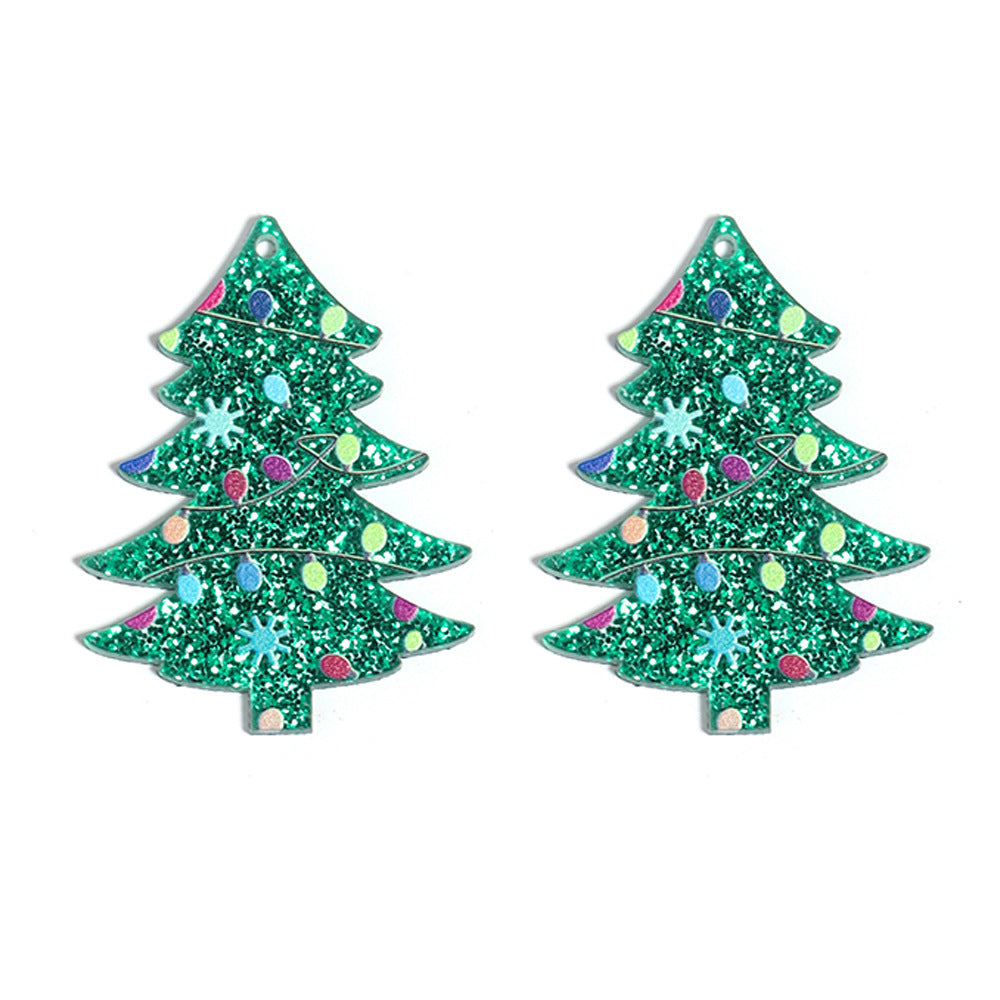 Wholesale 10pcs Acrylic Single-sided Printed Christmas Tree Pendant