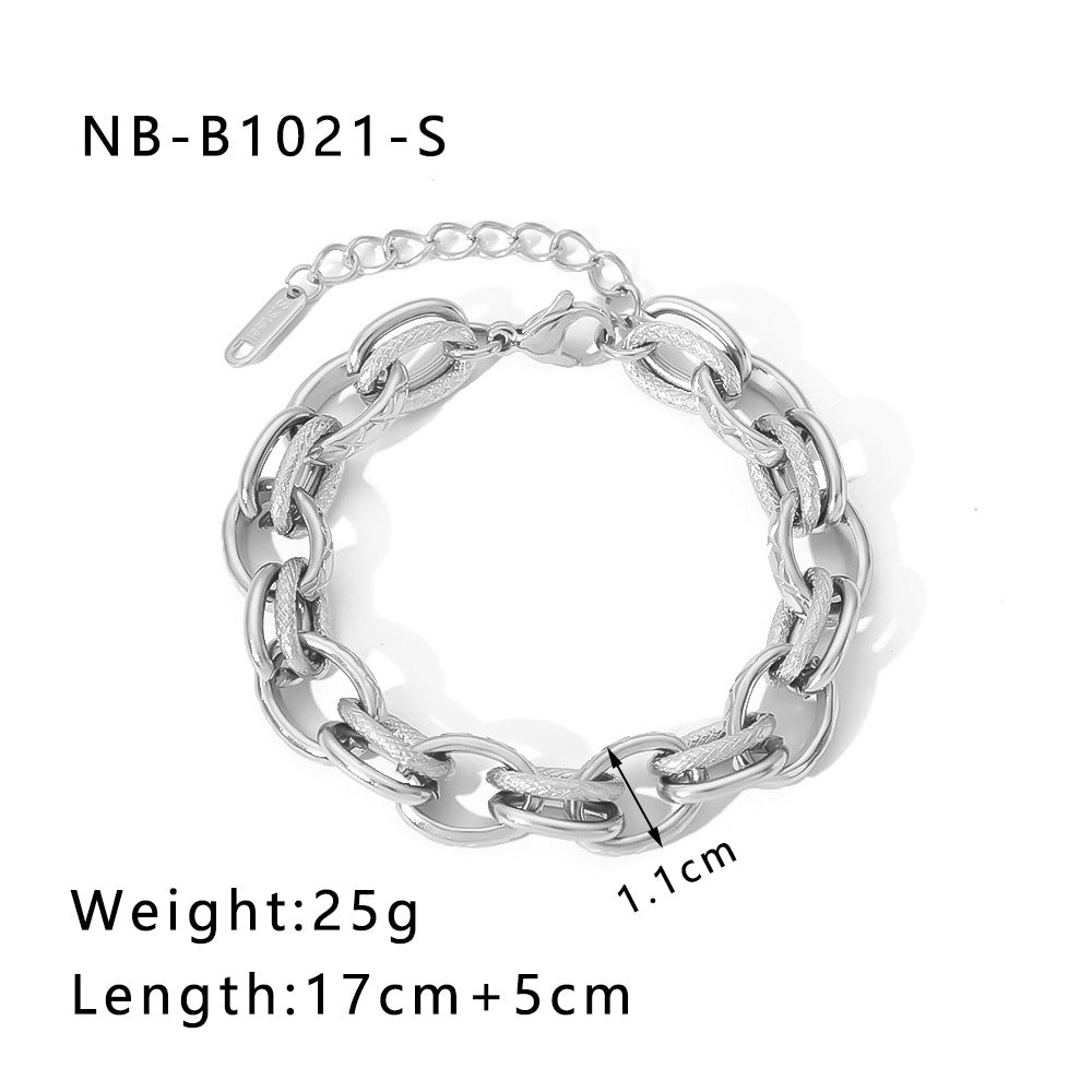 Wholesale Thick Chain Punk Style Stainless Steel 24K Gold Hand Braided Chain Bracelet ACC-BT-Xiny011