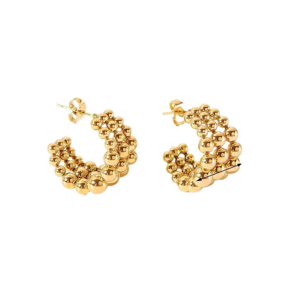 Wholesale Stainless Steel Earrings 18K Gold Plated Earrings C Shape Earrings ACC-ES-BaiL001
