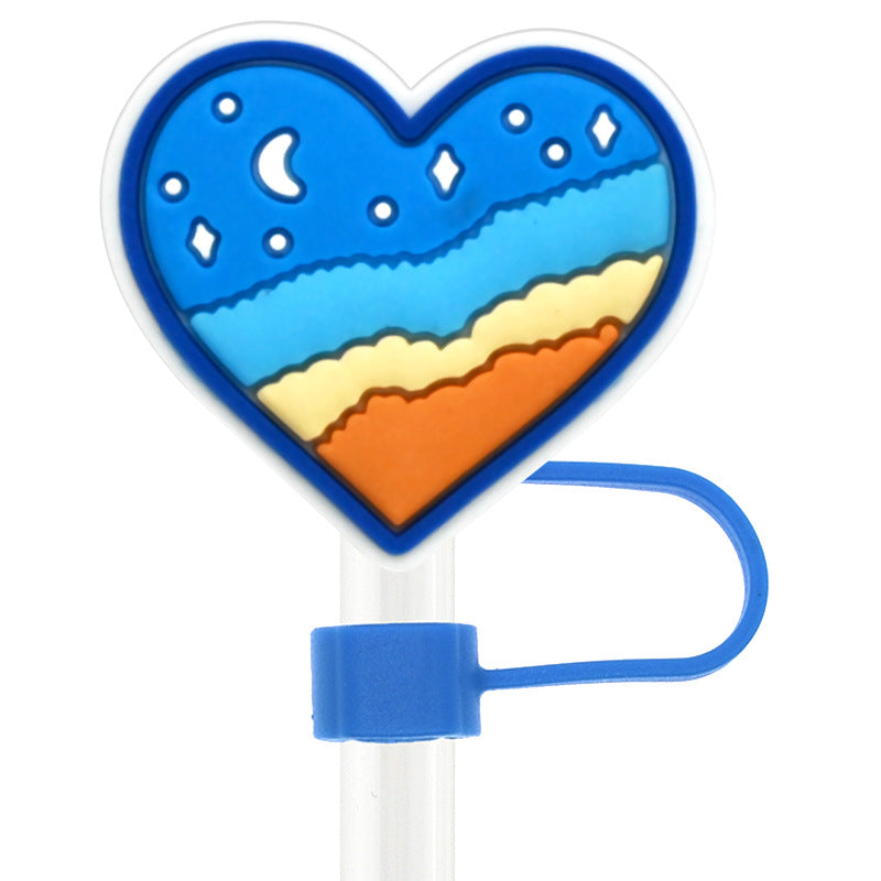 Wholesale Random 100pcs Creative Love 10mm PVC Soft Straw Tube Cap ACC-SCR-RYY097