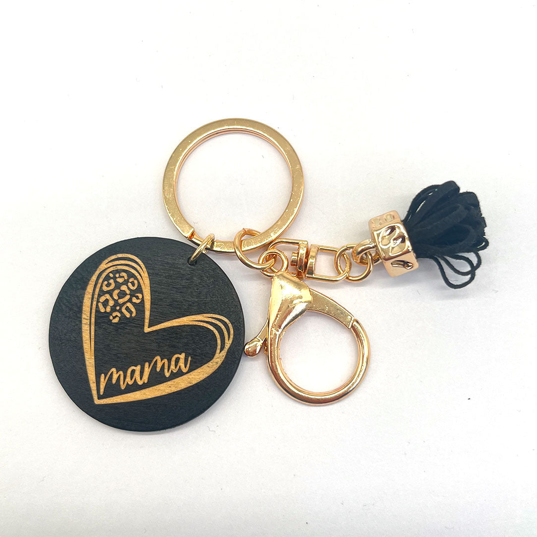 Wholesale MAMA Colorful Wooden Sign Tassel Keychain Mother's Day ACC-KC-TuoYi003