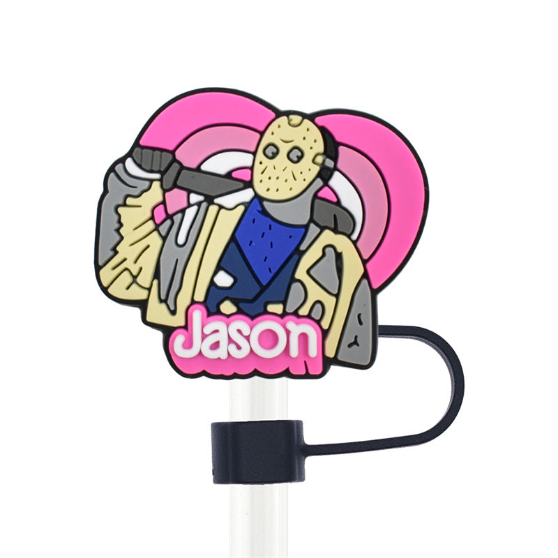 Wholesale Random 100pcs Halloween 10mm PVC Soft Straw Tube Cap ACC-SCR-RYY073