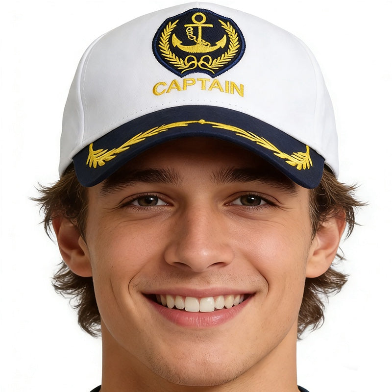 Wholesale White Retro  Navy Baseball Cap With Embroidery Adjustable For Summer
