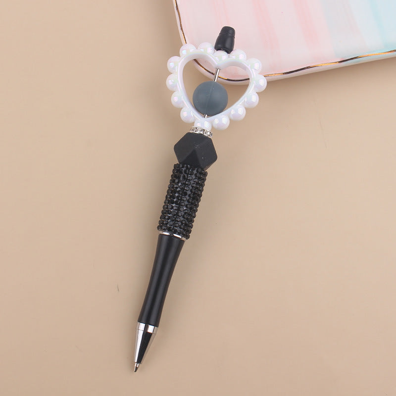Wholesale  Diamond plastic love beaded pen  ballpoint pen color plastic pen