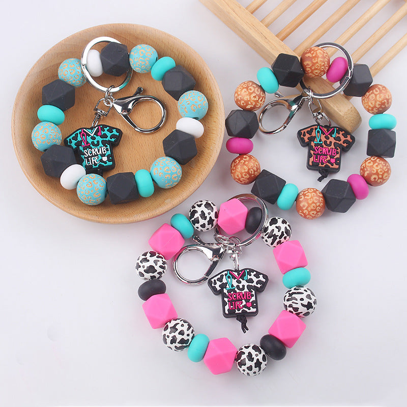 Wholesale Cartoon Nurse Uniform Silicone Beaded Wrist Keychain ACC-KC-GuangTian059
