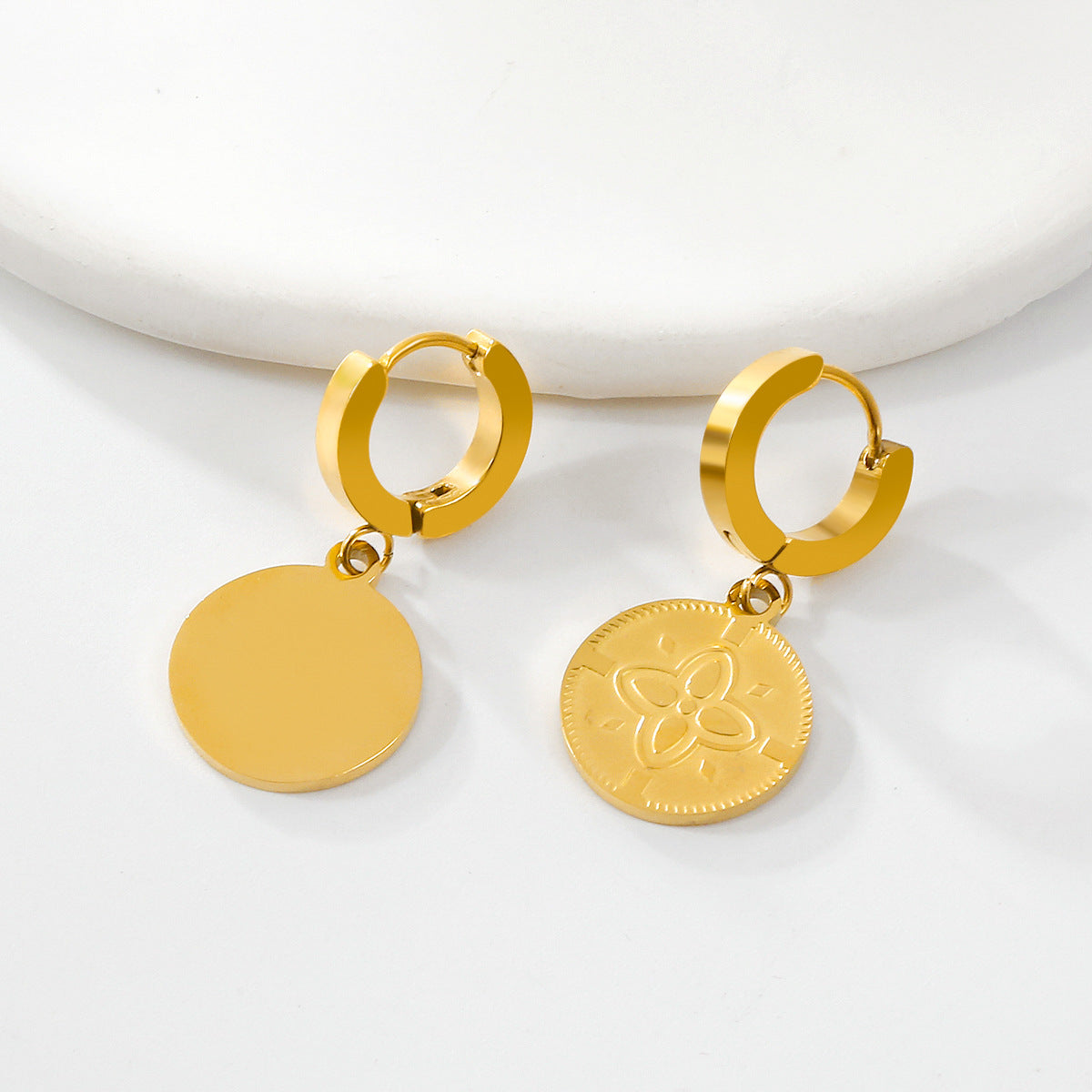 Wholesale 18K Stainless Steel Earrings Electroplated Round Earrings ACC-ES-Hongx002