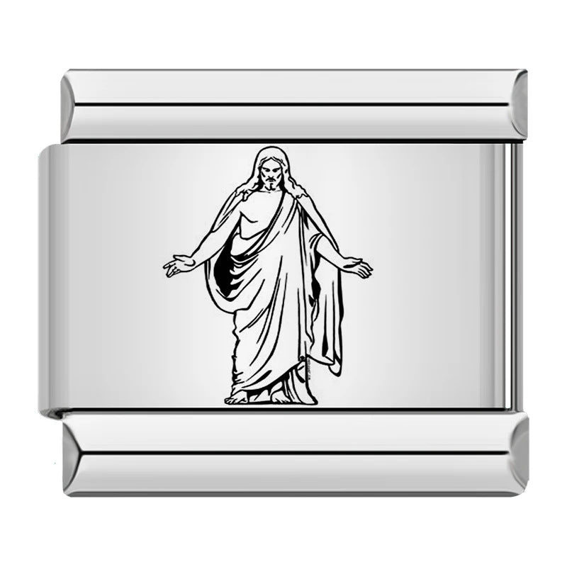 Wholesale Italian Charm Bracelet 9mm DIY  laser-engraved cross  Creative Stainless Steel Composable Bracelet