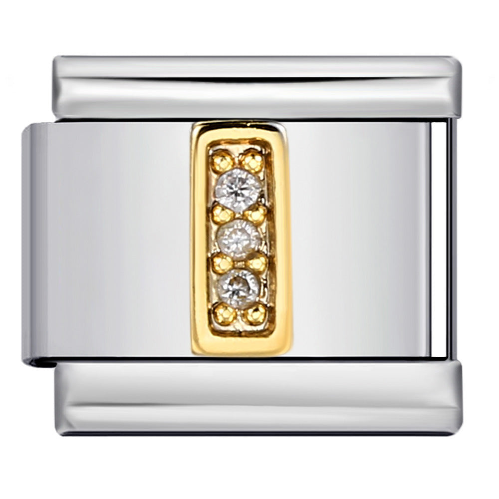 Wholesale  Italian module  stainless steel with diamond letters DIY bracelet