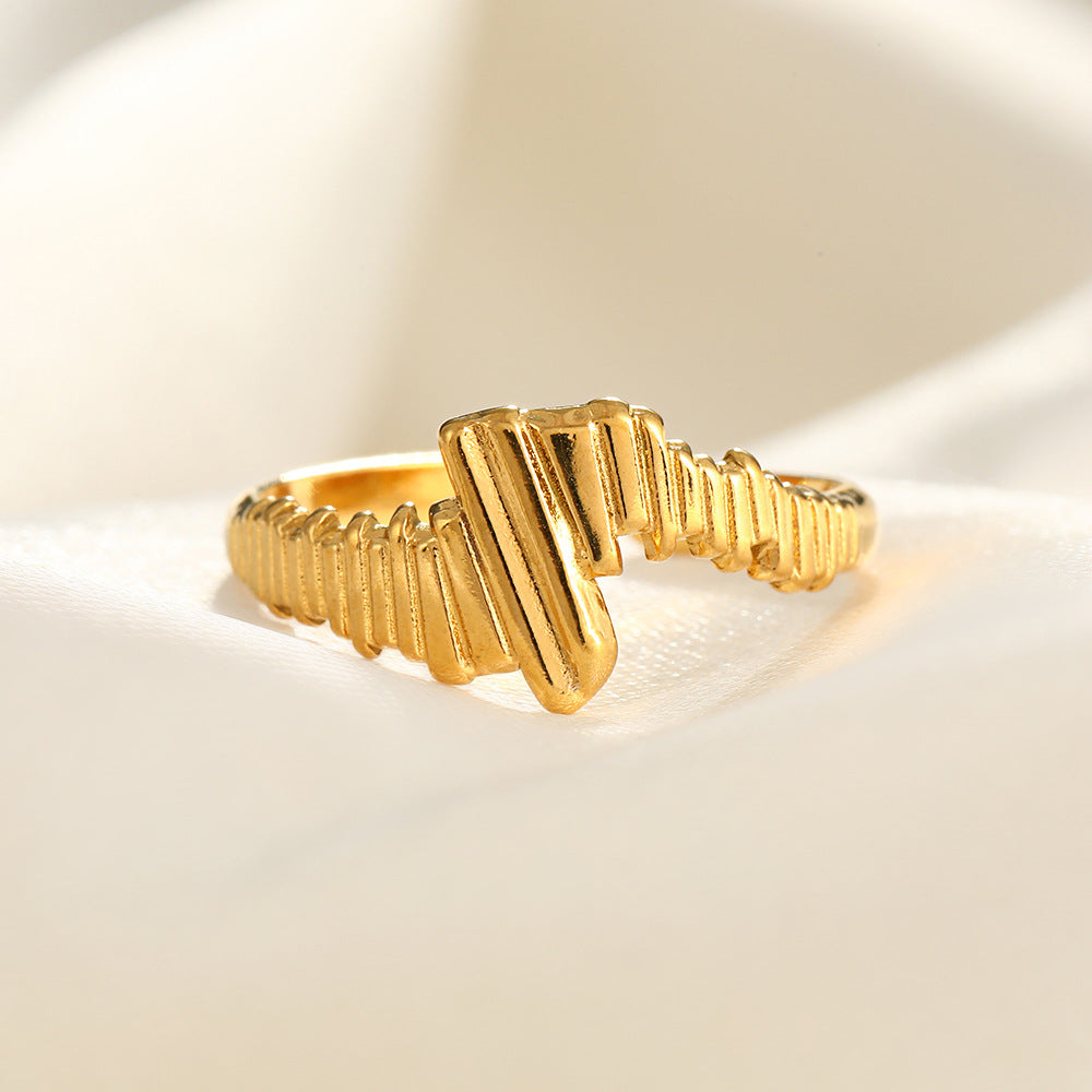 Wholesale Line Hearts Butterfly Irregular Stainless Steel Open Rings  ACC-RS-TaiMei004