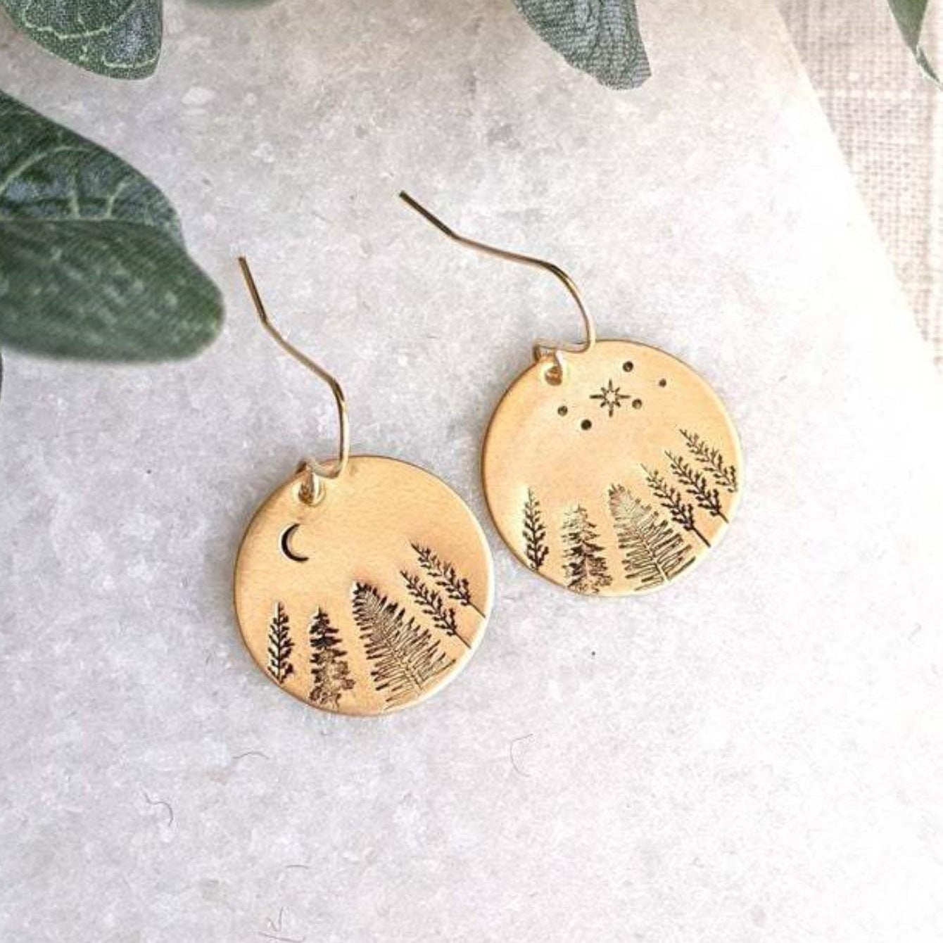 Wholesale Round Geometric Earrings Desert Forest Pattern Earrings