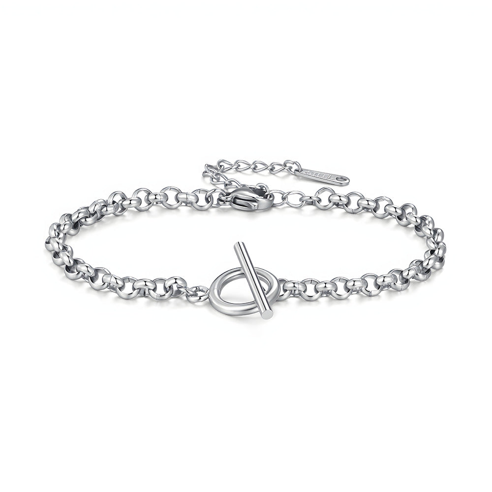Wholesale Stainless Steel Pearl Chain Bracelet With OT Clasp Stylish Everyday Fashion Accessory For Boutique Resale