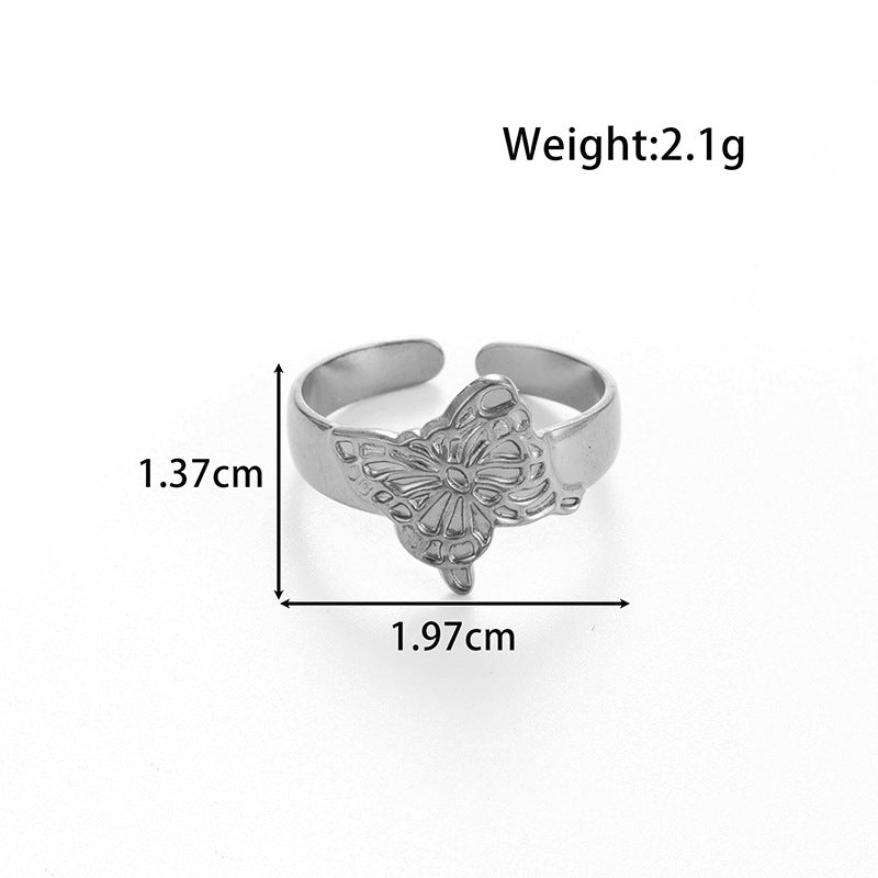 Wholesale  Titanium Steel Advanced Sense Personality Butterfly Chain Opening Adjustable Ring