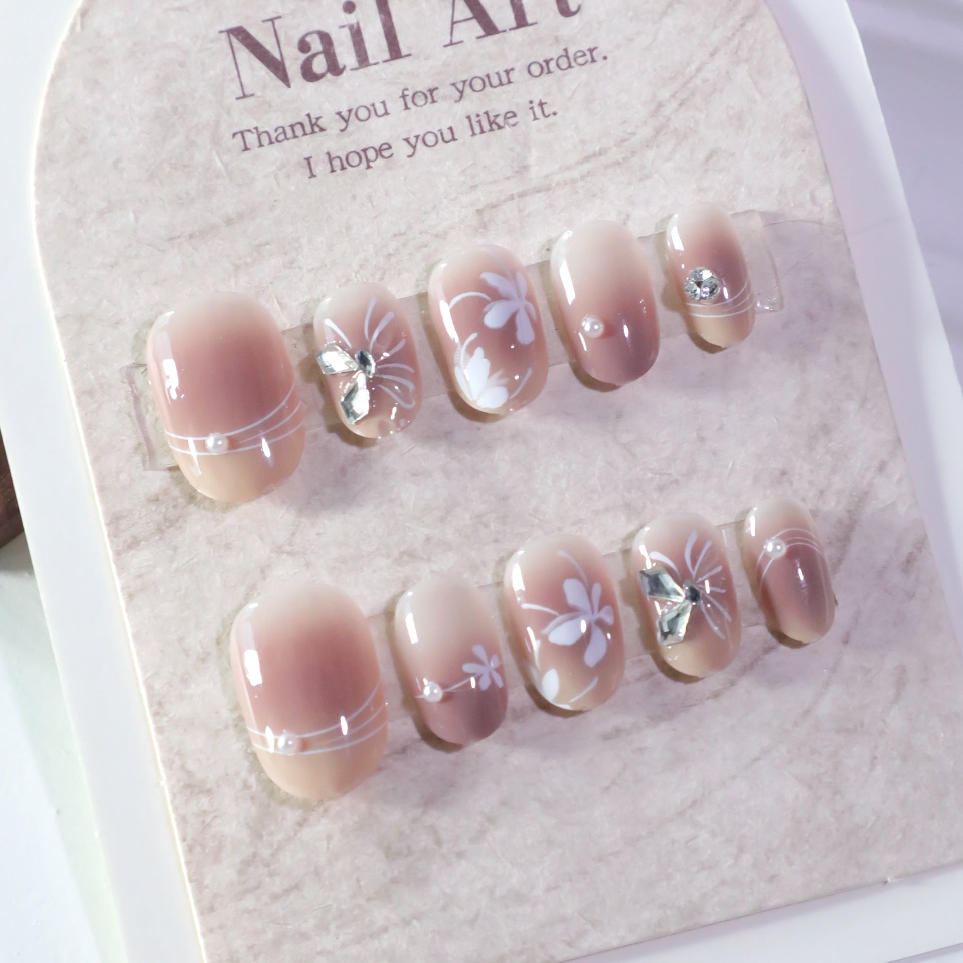 Wholesale 24 Pieces/box White Flower Nails Kits Nail Stickers