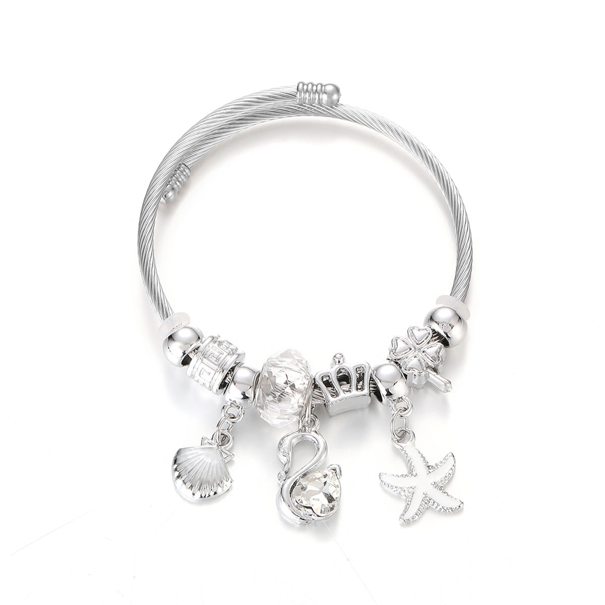 Wholesale Starfish Swan Beads Pendant Animal Stainless Steel Bracelet ACC-BT-jiax009