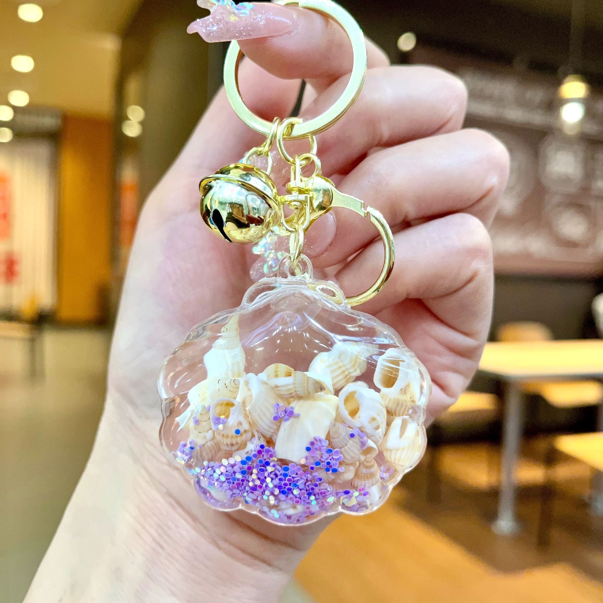 Wholesale Colorful Shell Conch DIY Quicksand Keychain Ocean Pendant Bag Charm Small Gift Accessories