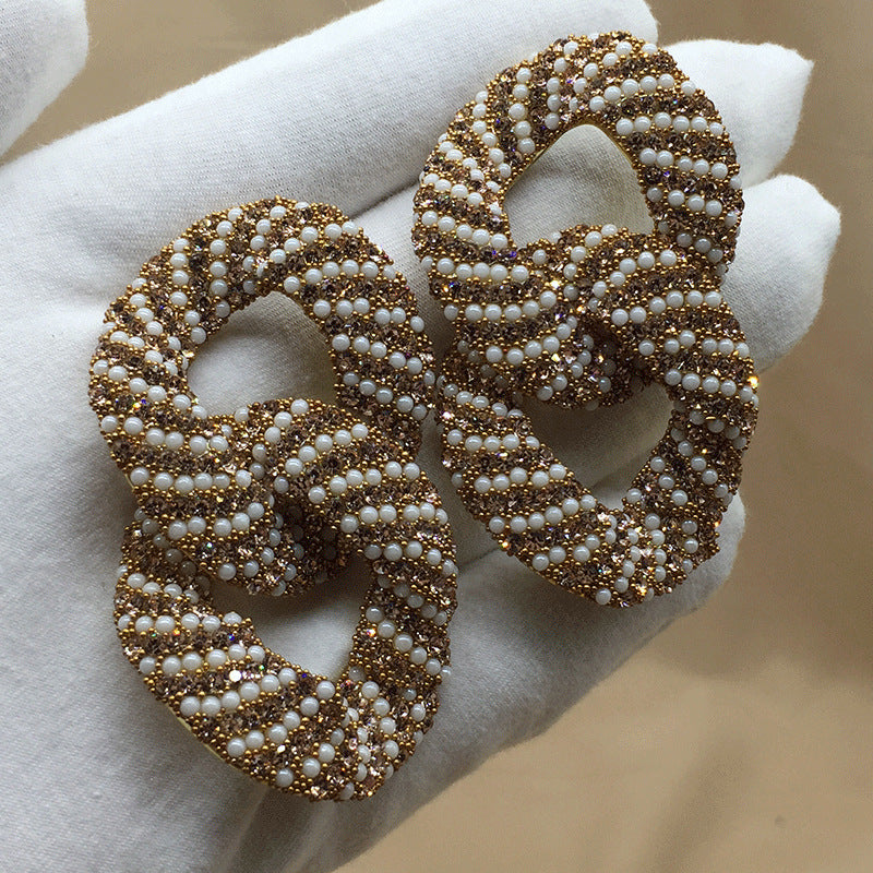 Wholesale Light Luxury Colored Glass Rice Bead Earrings ACC-ES-KangD004