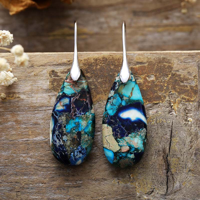 Wholesale Bohemian Imperial Stone Natural Stone Water Drop Earrings ACC-ES-LZ006