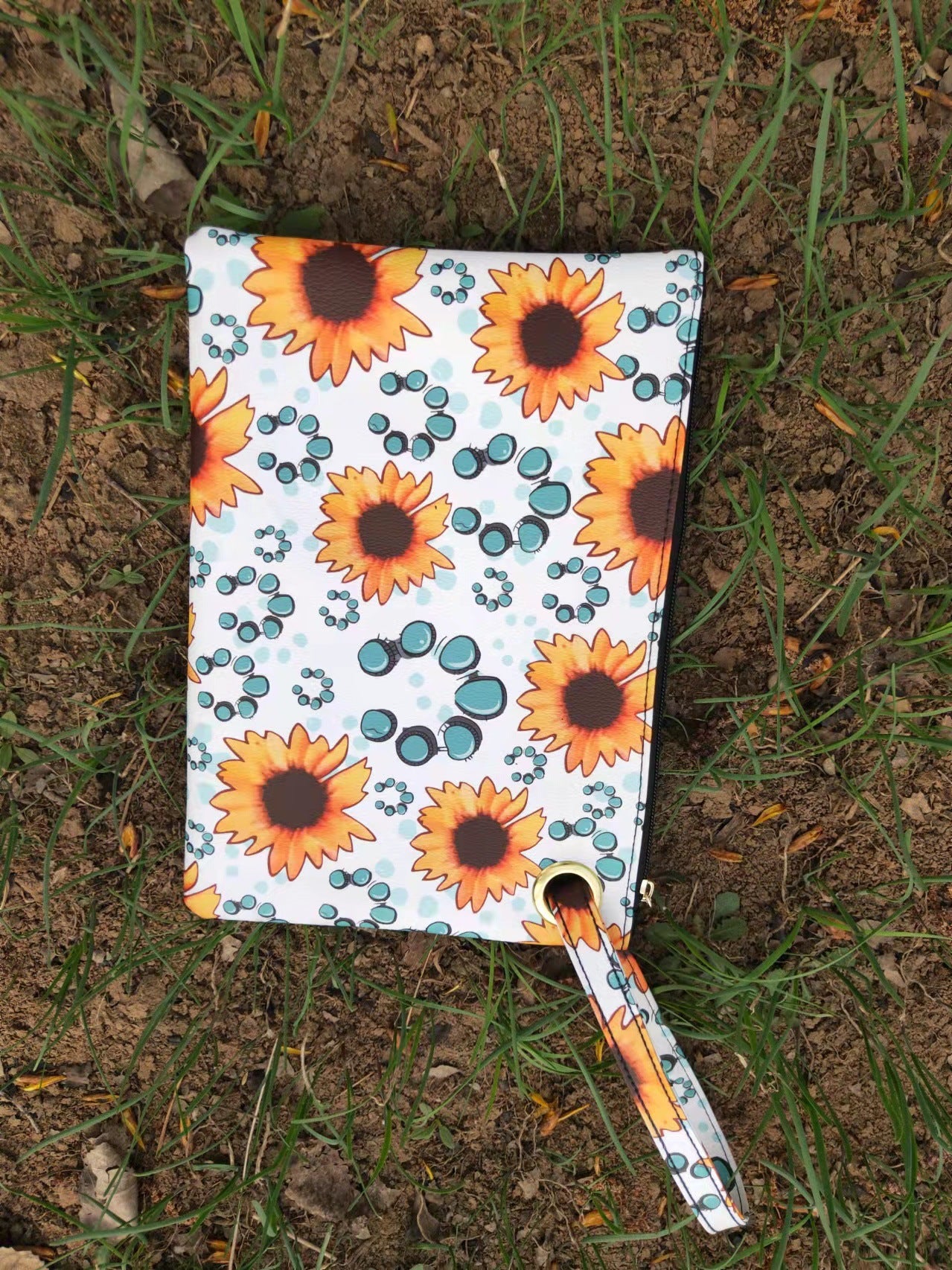 Wholesale Western Style Aztec Leopard Sunflower Clutch Cosmetic Bag Handbag ACC-HB-ChunYan001