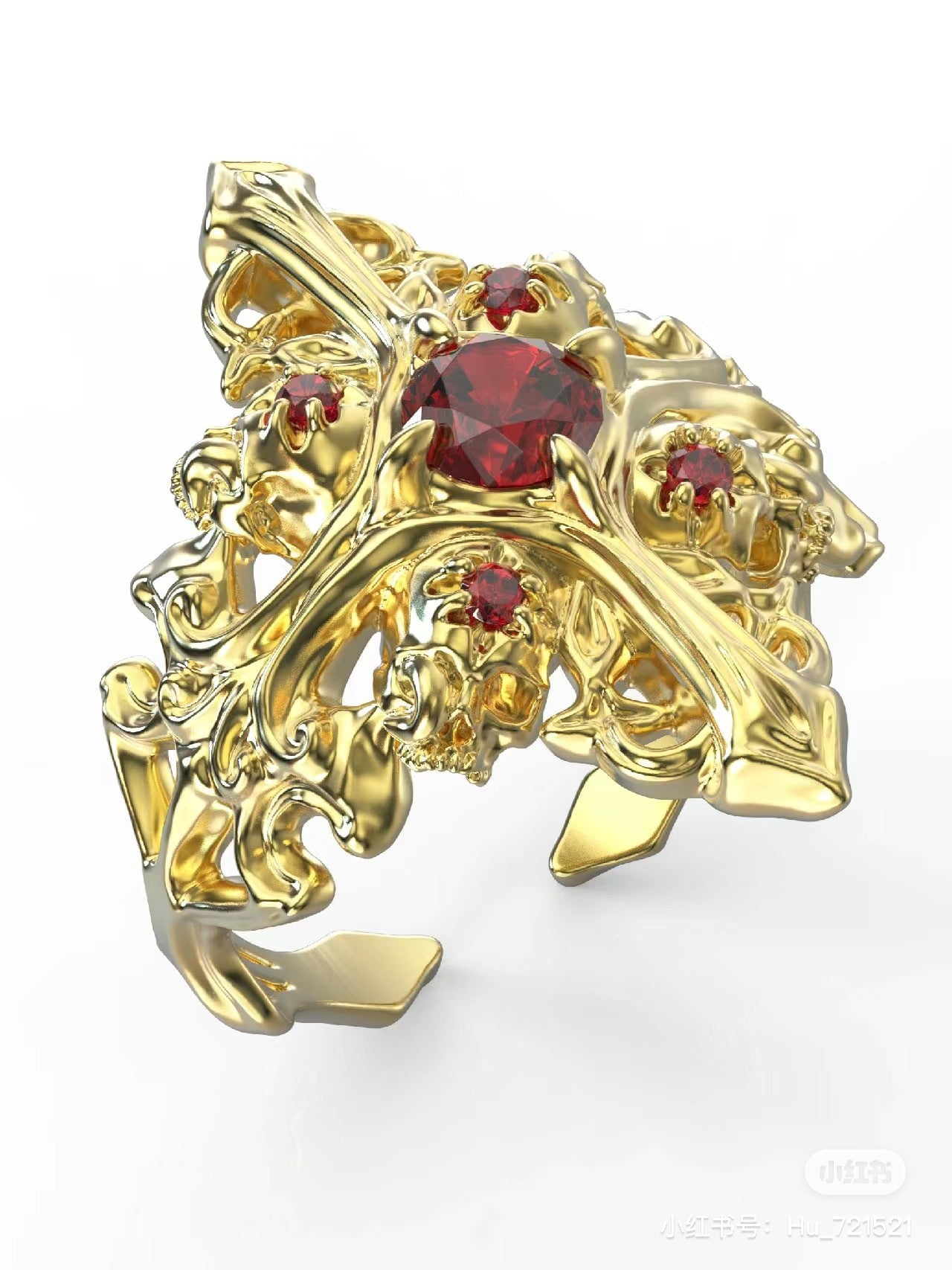 Wholesale  Cross Diamond Ruby Open Ring