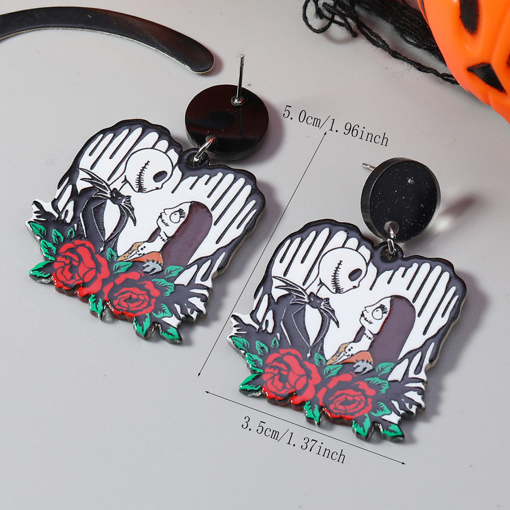 Wholesale Halloween Acrylic Nightmare Before Christmas Print Earrings ACC-ES-Haoc001
