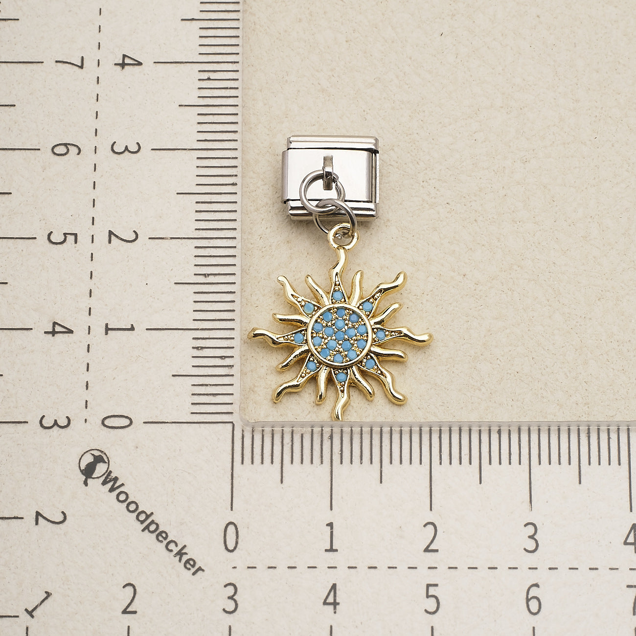 Wholesale Stainless Steel Electroplated Light Blue Heart Sun Seahorse Charm Bracelet DIY Fashion Accessory Gift