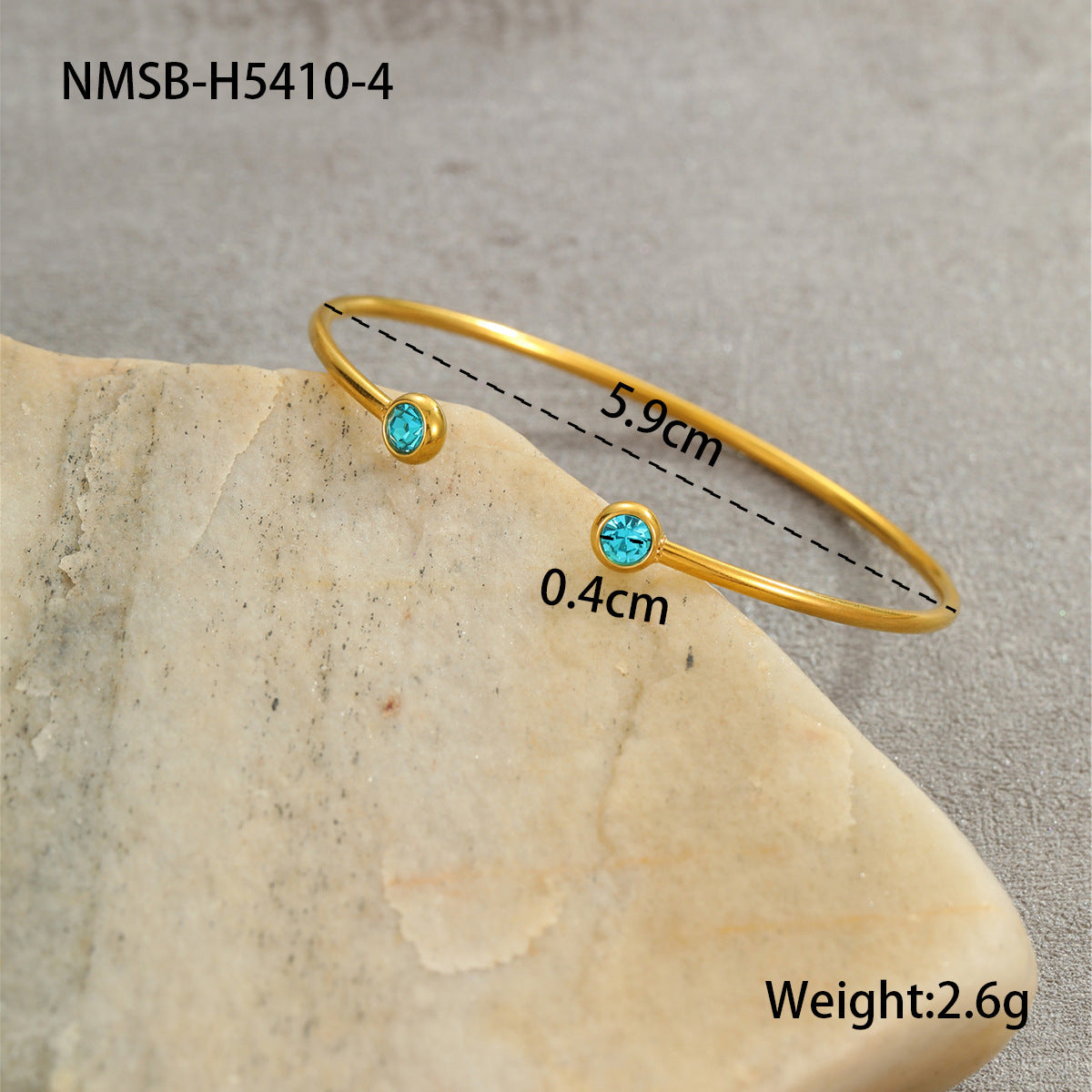 Wholesale 18K gold-plated C-ring inlaid with zircon stainless steel bracelet