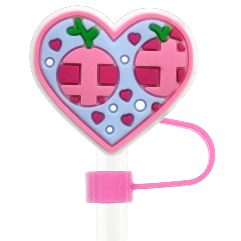 Wholesale Random 100pcs Creative Love 10mm PVC Soft Straw Tube Cap ACC-SCR-RYY097