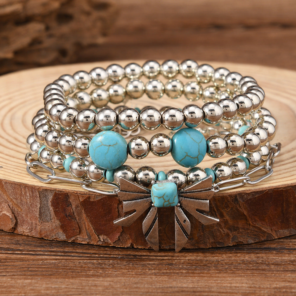 Wholesale Turquoise Western Cowboy Style Bracelet,  Handmade Fashion Jewelry for Women,  Everyday Wear Gift